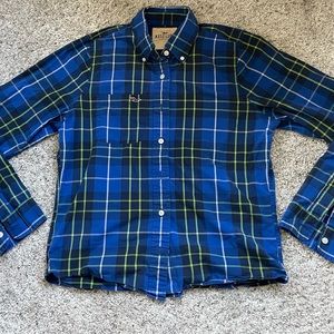 Blue and Green Hollister Striped Button Down Shirt (L)